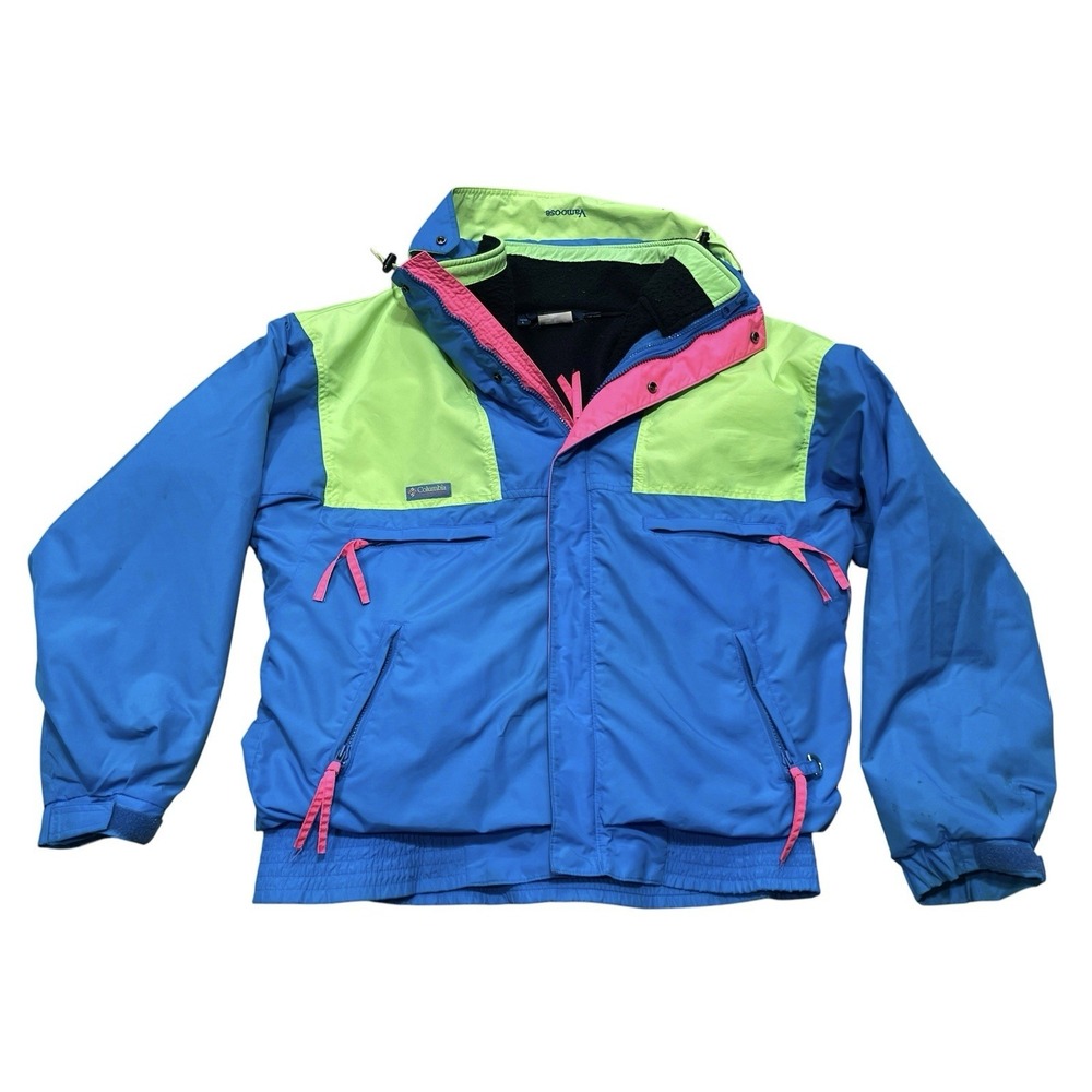 Vintage 90s Ski Jacket Coat Colorblock Men's Large Neon Bright Winter